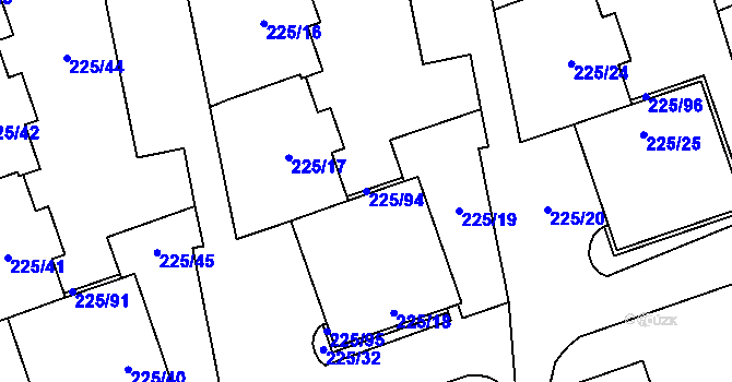 Parcela st. 225/94 v KÚ Řečkovice, Katastrální mapa