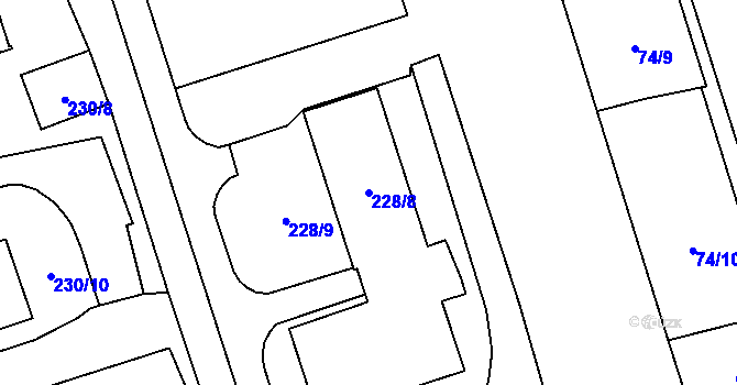Parcela st. 228/8 v KÚ Řečkovice, Katastrální mapa