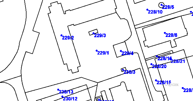 Parcela st. 229/1 v KÚ Řečkovice, Katastrální mapa