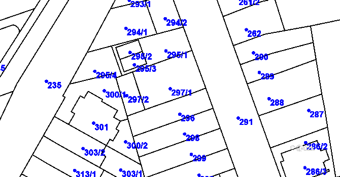 Parcela st. 297/1 v KÚ Řečkovice, Katastrální mapa