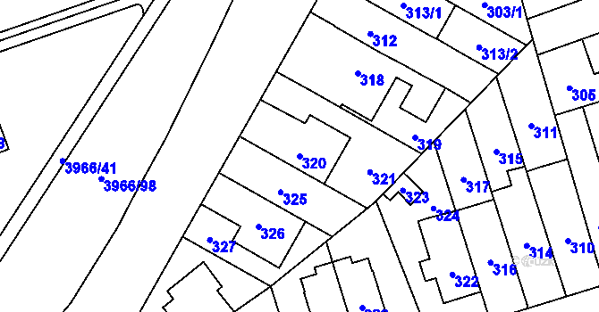 Parcela st. 320 v KÚ Řečkovice, Katastrální mapa