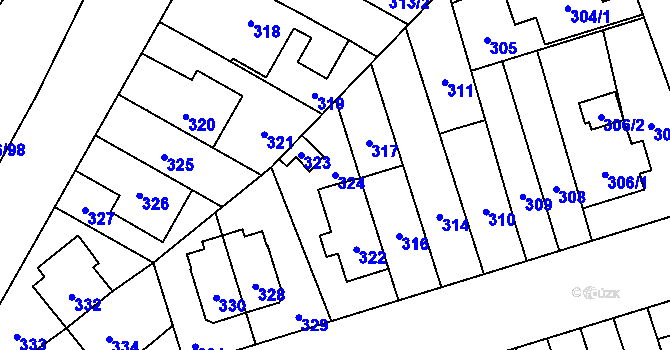 Parcela st. 324 v KÚ Řečkovice, Katastrální mapa