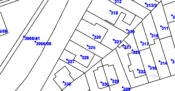 Parcela st. 325 v KÚ Řečkovice, Katastrální mapa