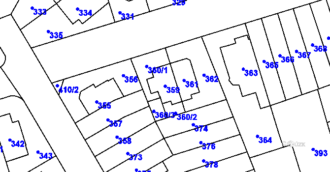 Parcela st. 359 v KÚ Řečkovice, Katastrální mapa