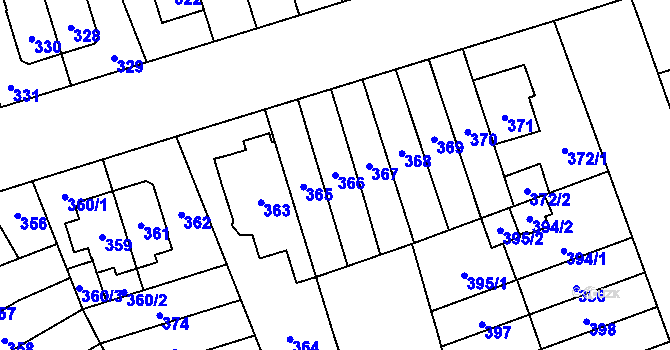 Parcela st. 366 v KÚ Řečkovice, Katastrální mapa