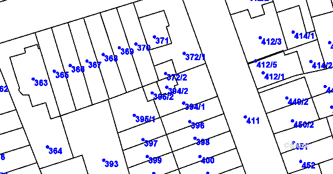Parcela st. 394/2 v KÚ Řečkovice, Katastrální mapa