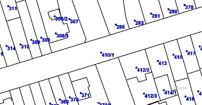 Parcela st. 410/1 v KÚ Řečkovice, Katastrální mapa