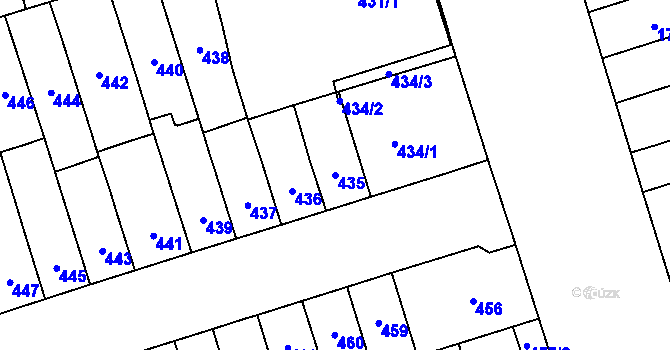 Parcela st. 435 v KÚ Řečkovice, Katastrální mapa