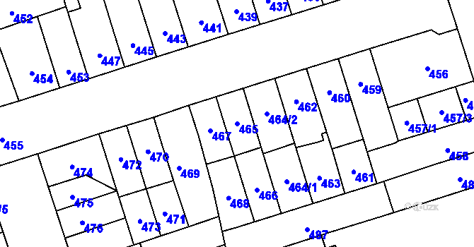 Parcela st. 465 v KÚ Řečkovice, Katastrální mapa