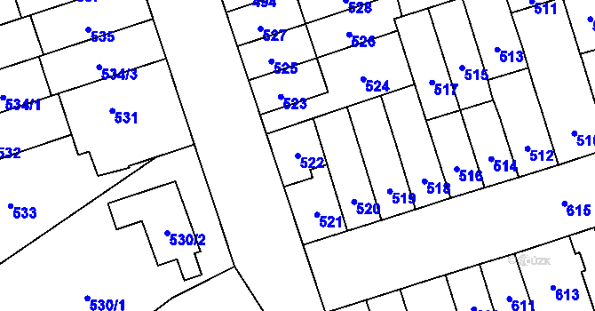 Parcela st. 522 v KÚ Řečkovice, Katastrální mapa