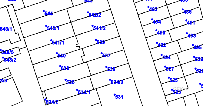 Parcela st. 537 v KÚ Řečkovice, Katastrální mapa