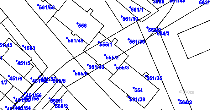 Parcela st. 555/2 v KÚ Řečkovice, Katastrální mapa