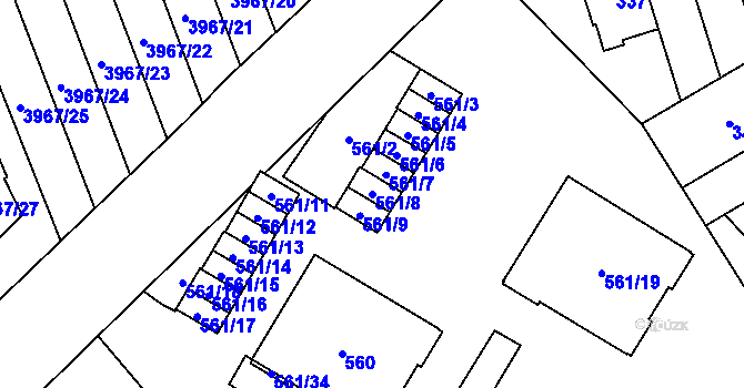 Parcela st. 561/8 v KÚ Řečkovice, Katastrální mapa