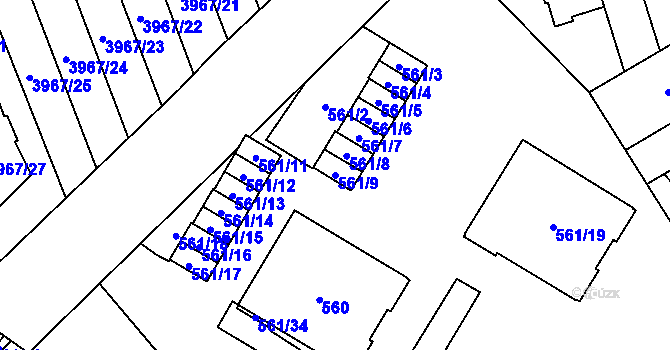 Parcela st. 561/9 v KÚ Řečkovice, Katastrální mapa