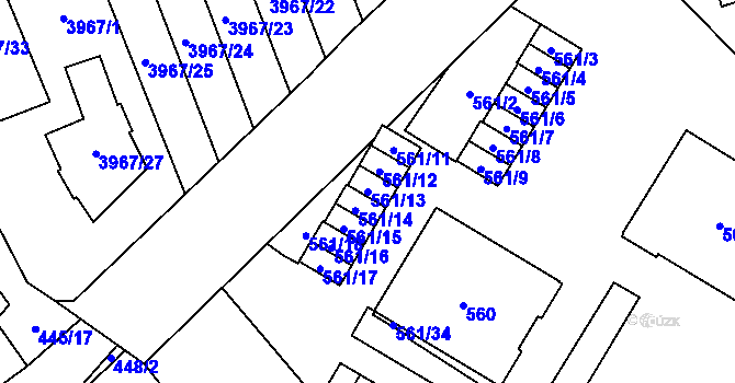 Parcela st. 561/13 v KÚ Řečkovice, Katastrální mapa