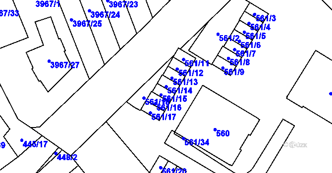 Parcela st. 561/14 v KÚ Řečkovice, Katastrální mapa