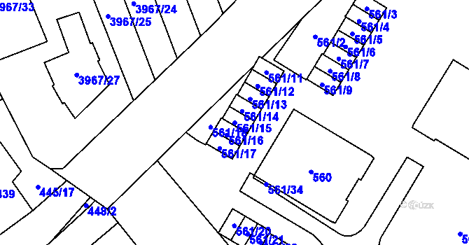Parcela st. 561/15 v KÚ Řečkovice, Katastrální mapa