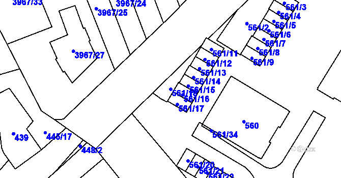 Parcela st. 561/18 v KÚ Řečkovice, Katastrální mapa