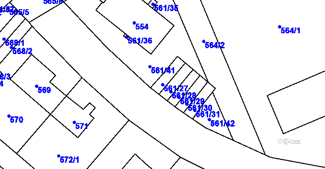 Parcela st. 561/27 v KÚ Řečkovice, Katastrální mapa