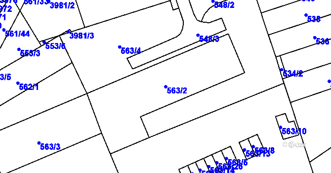 Parcela st. 563/2 v KÚ Řečkovice, Katastrální mapa