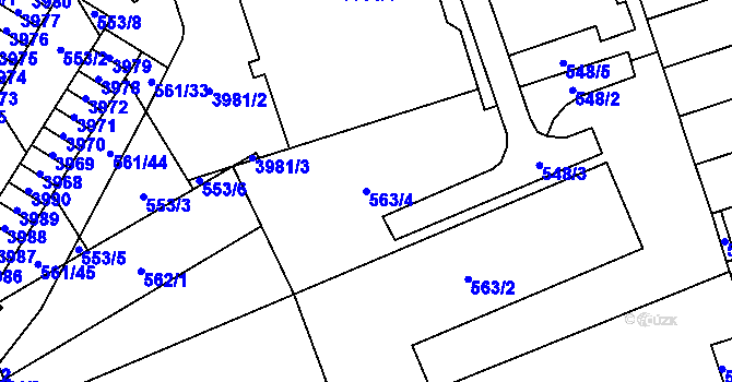 Parcela st. 563/4 v KÚ Řečkovice, Katastrální mapa