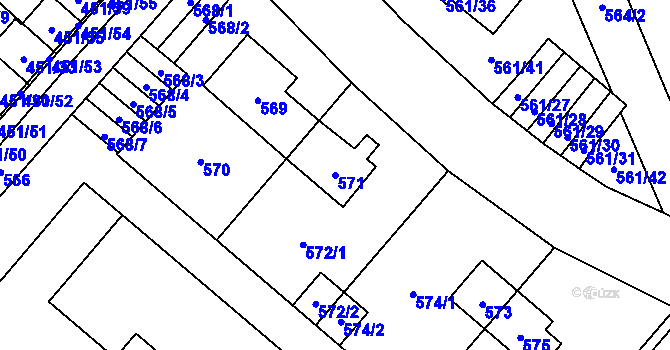 Parcela st. 571 v KÚ Řečkovice, Katastrální mapa