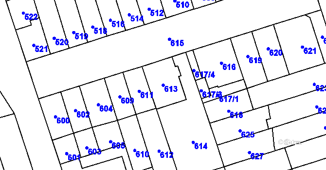 Parcela st. 613 v KÚ Řečkovice, Katastrální mapa