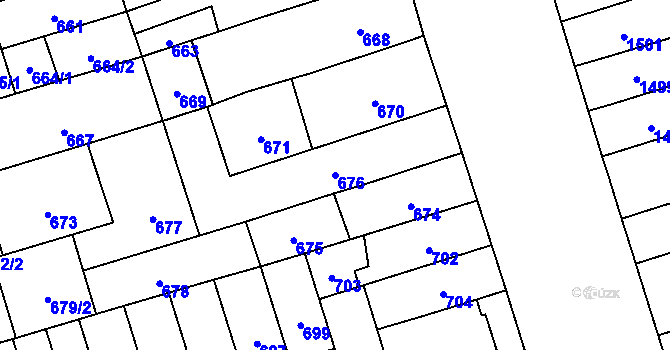Parcela st. 676 v KÚ Řečkovice, Katastrální mapa