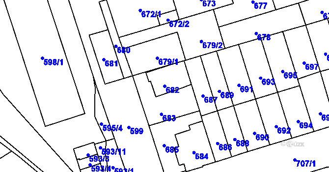 Parcela st. 682 v KÚ Řečkovice, Katastrální mapa