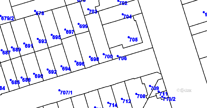 Parcela st. 700 v KÚ Řečkovice, Katastrální mapa