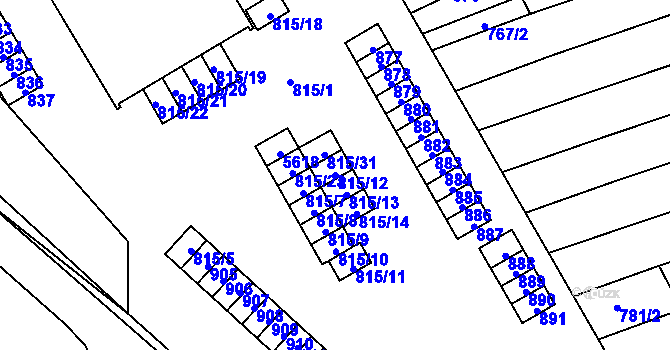 Parcela st. 815/12 v KÚ Řečkovice, Katastrální mapa