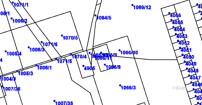 Parcela st. 1066/9 v KÚ Řečkovice, Katastrální mapa