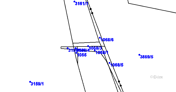 Parcela st. 1068/3 v KÚ Řečkovice, Katastrální mapa
