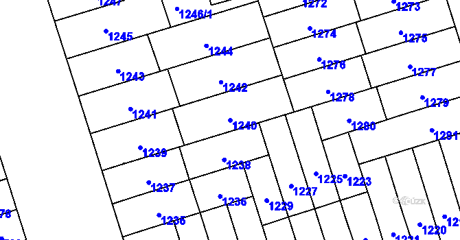 Parcela st. 1240 v KÚ Řečkovice, Katastrální mapa