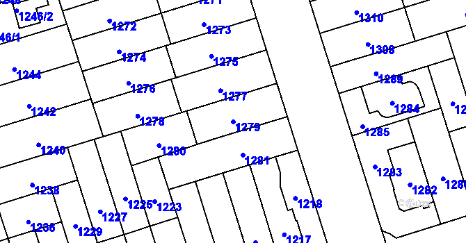 Parcela st. 1279 v KÚ Řečkovice, Katastrální mapa