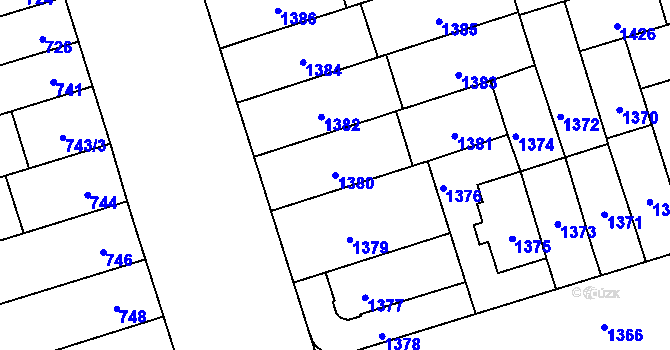 Parcela st. 1380 v KÚ Řečkovice, Katastrální mapa