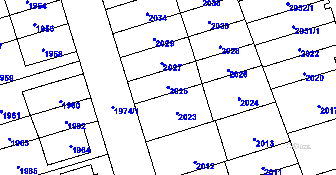 Parcela st. 2025 v KÚ Řečkovice, Katastrální mapa