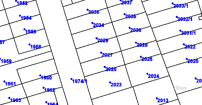 Parcela st. 2027 v KÚ Řečkovice, Katastrální mapa