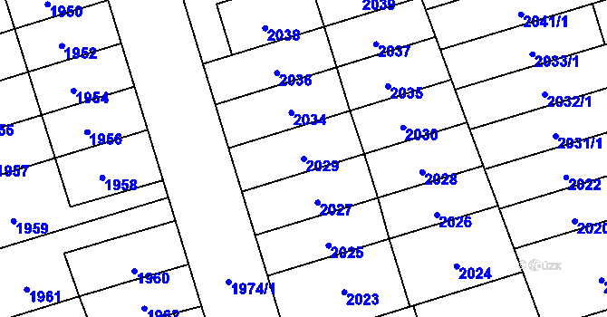 Parcela st. 2029 v KÚ Řečkovice, Katastrální mapa