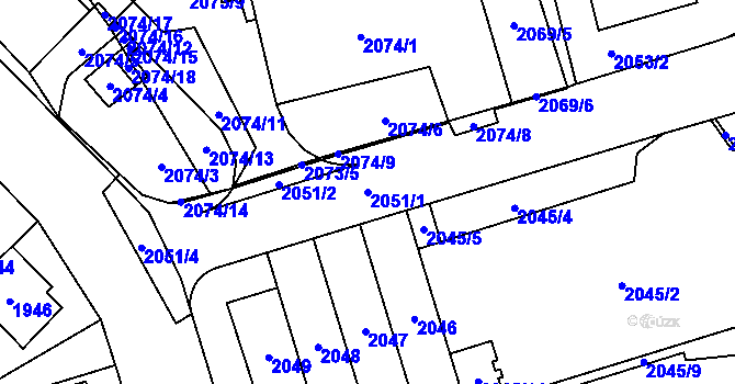 Parcela st. 2051/1 v KÚ Řečkovice, Katastrální mapa