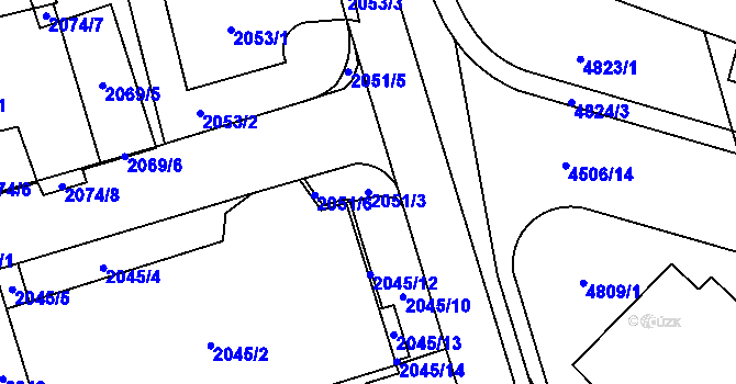 Parcela st. 2051/3 v KÚ Řečkovice, Katastrální mapa