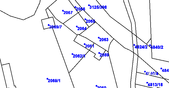 Parcela st. 2061 v KÚ Řečkovice, Katastrální mapa