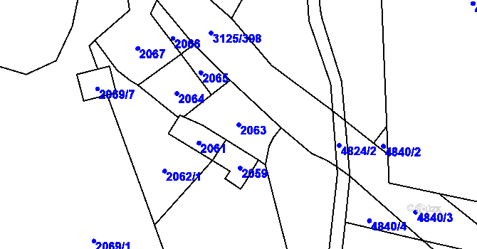 Parcela st. 2063 v KÚ Řečkovice, Katastrální mapa