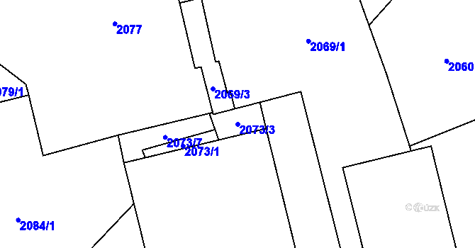 Parcela st. 2073/3 v KÚ Řečkovice, Katastrální mapa