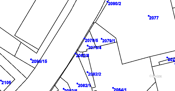 Parcela st. 2079/4 v KÚ Řečkovice, Katastrální mapa