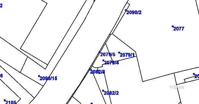 Parcela st. 2079/5 v KÚ Řečkovice, Katastrální mapa