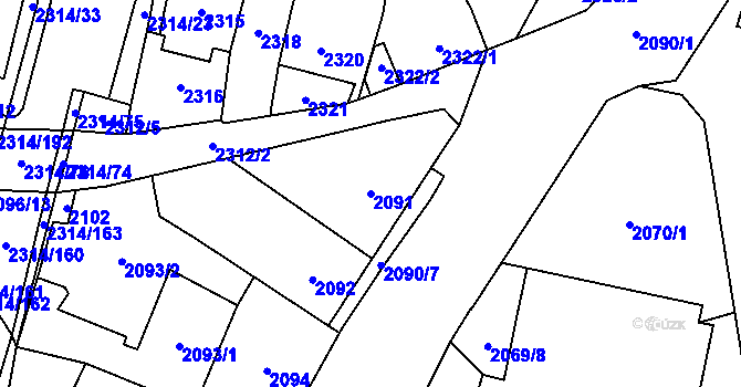 Parcela st. 2091 v KÚ Řečkovice, Katastrální mapa