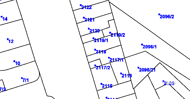 Parcela st. 2118 v KÚ Řečkovice, Katastrální mapa