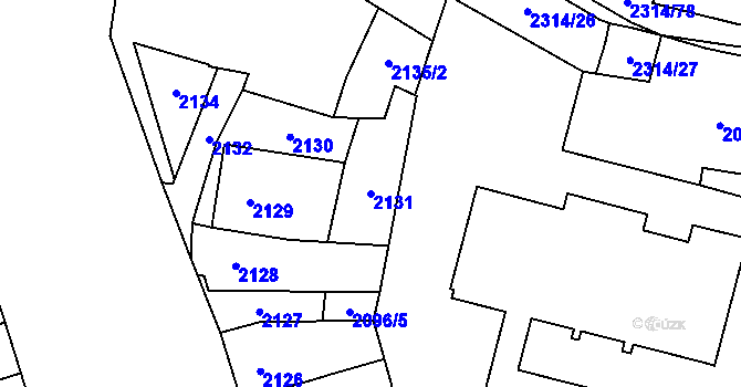 Parcela st. 2131 v KÚ Řečkovice, Katastrální mapa