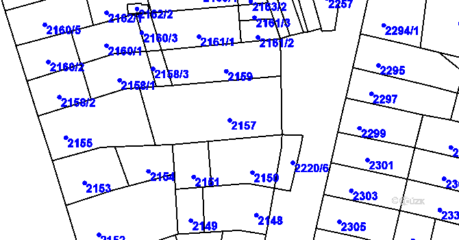 Parcela st. 2157 v KÚ Řečkovice, Katastrální mapa